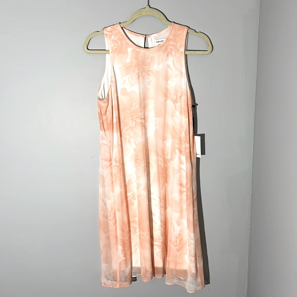 Calvin Klein peach/pink/white summer dress- size 8